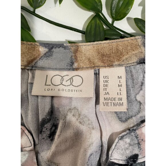 LOGO By Lori Goldstein Multi-Color Abstract Print Tiered Rayon Dress Womens M - Picture 8 of 13